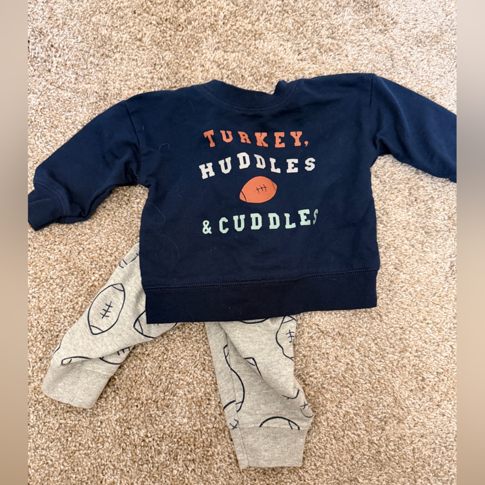 Carter's Navy Sweatshirt with Orange Print and Football Pants